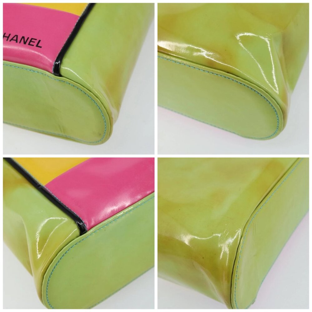 CHANEL Tote Bag Enamel Multicolor Gold CC Auth BA8262 - Picture 15 of 16
